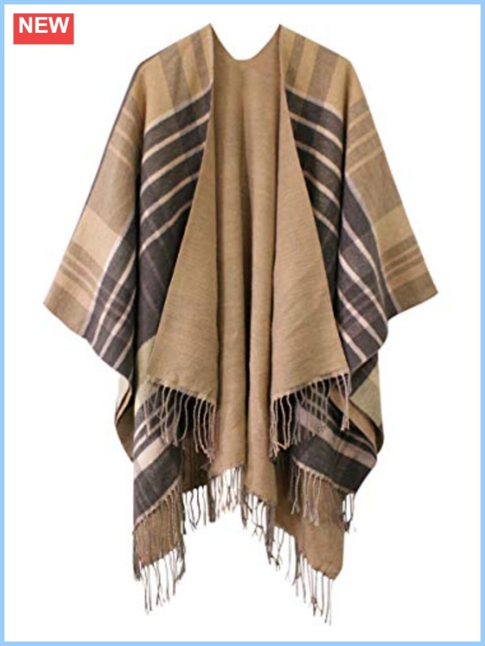 Vintage Poncho Cape Tassel Blanket Shawl Wrap Cardigan 100% Acrylic